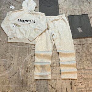 Essentials small new light oat set hoodie and sweatpants